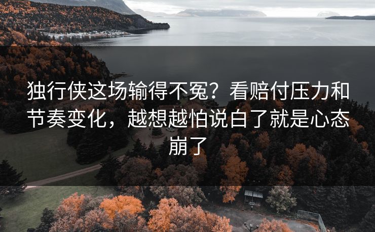 独行侠这场输得不冤？看赔付压力和节奏变化，越想越怕说白了就是心态崩了