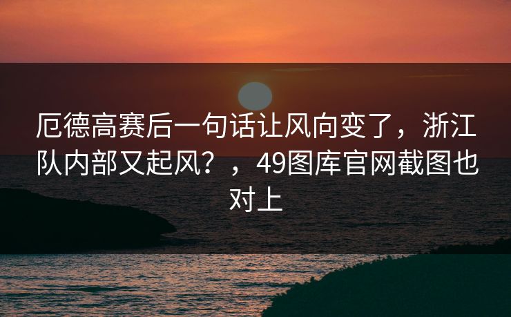 厄德高赛后一句话让风向变了，浙江队内部又起风？，49图库官网截图也对上